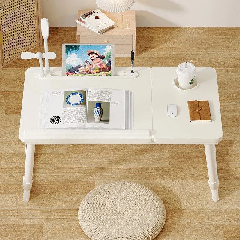 Modern Art Deco MDF Carbon Steel Rounded Rectangular Foldable Side Table 1-Tier For Bedroom