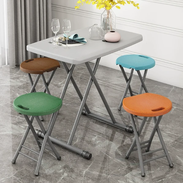 Modern Minimalist PP Plastic Iron Round X-Shaped Folding Chair For Living Room