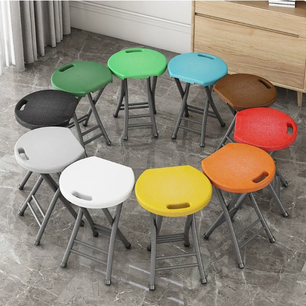 Modern Minimalist PP Plastic Iron Round X-Shaped Folding Chair For Living Room