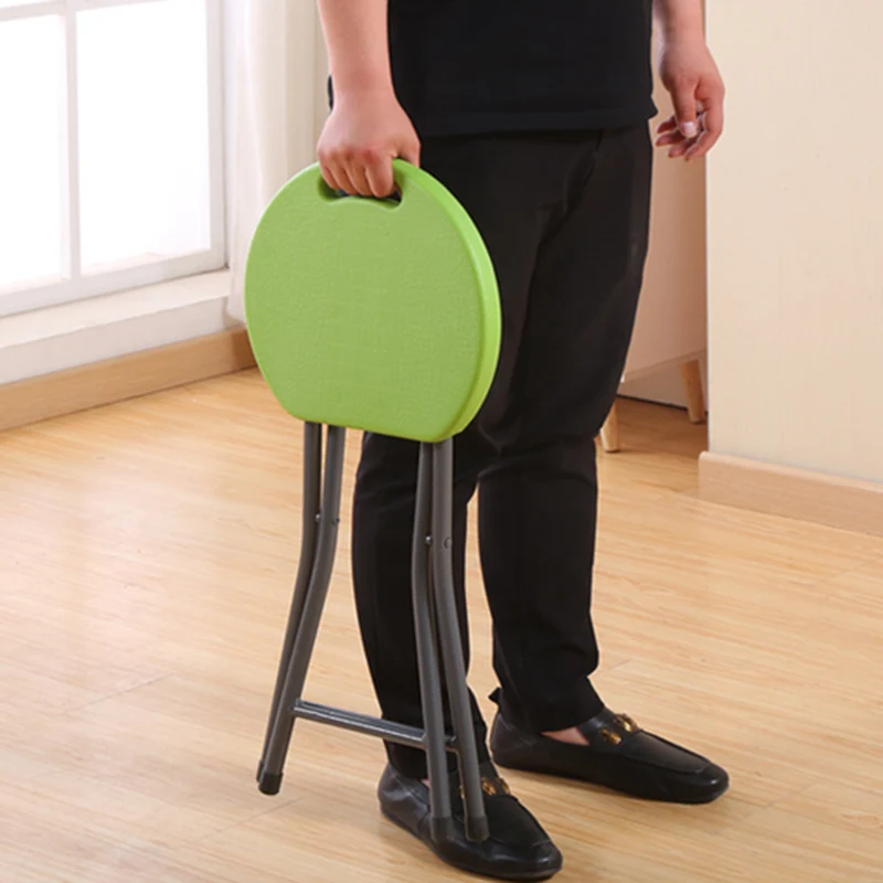 Modern Minimalist PP Plastic Iron Round X-Shaped Folding Chair For Living Room