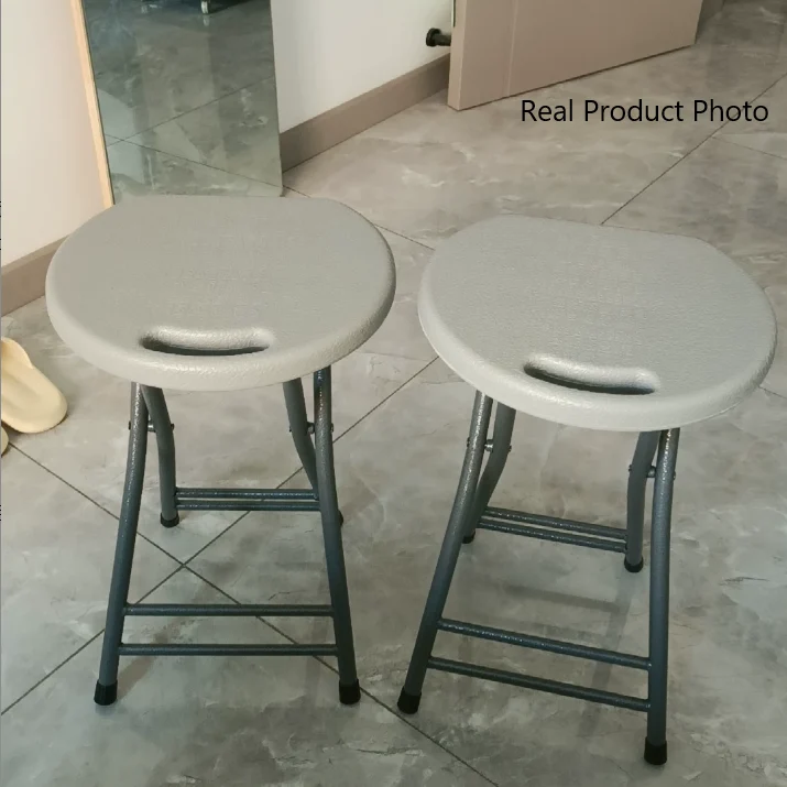 Modern Minimalist PP Plastic Iron Round X-Shaped Folding Chair For Living Room