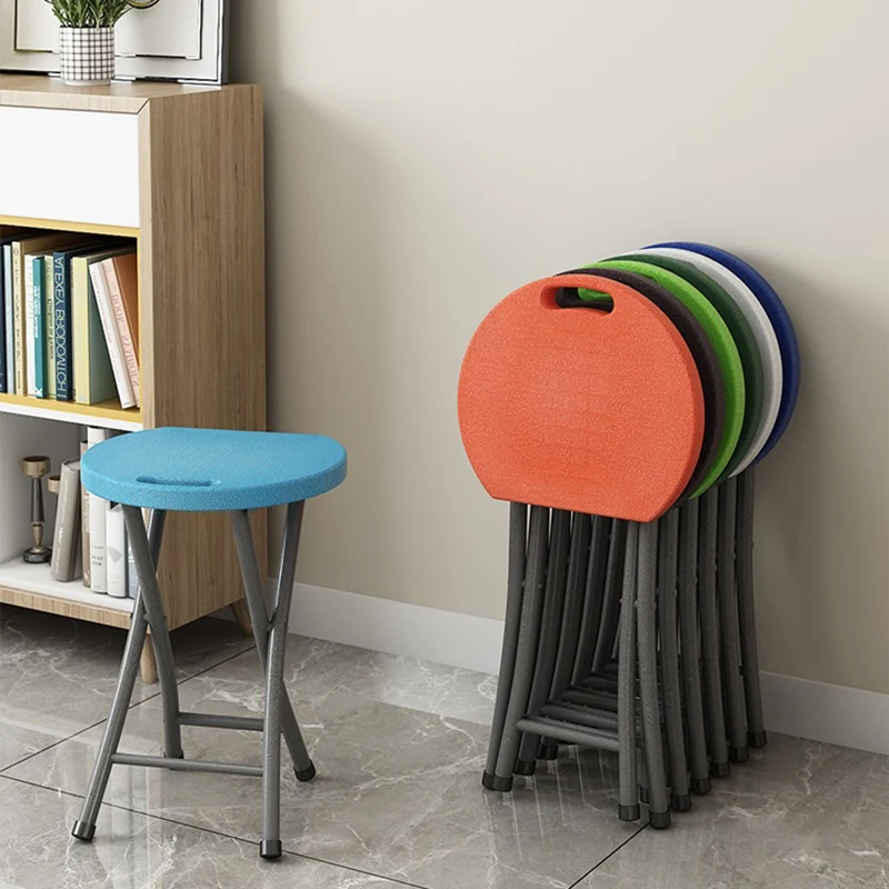 Modern Minimalist PP Plastic Iron Round X-Shaped Folding Chair For Living Room