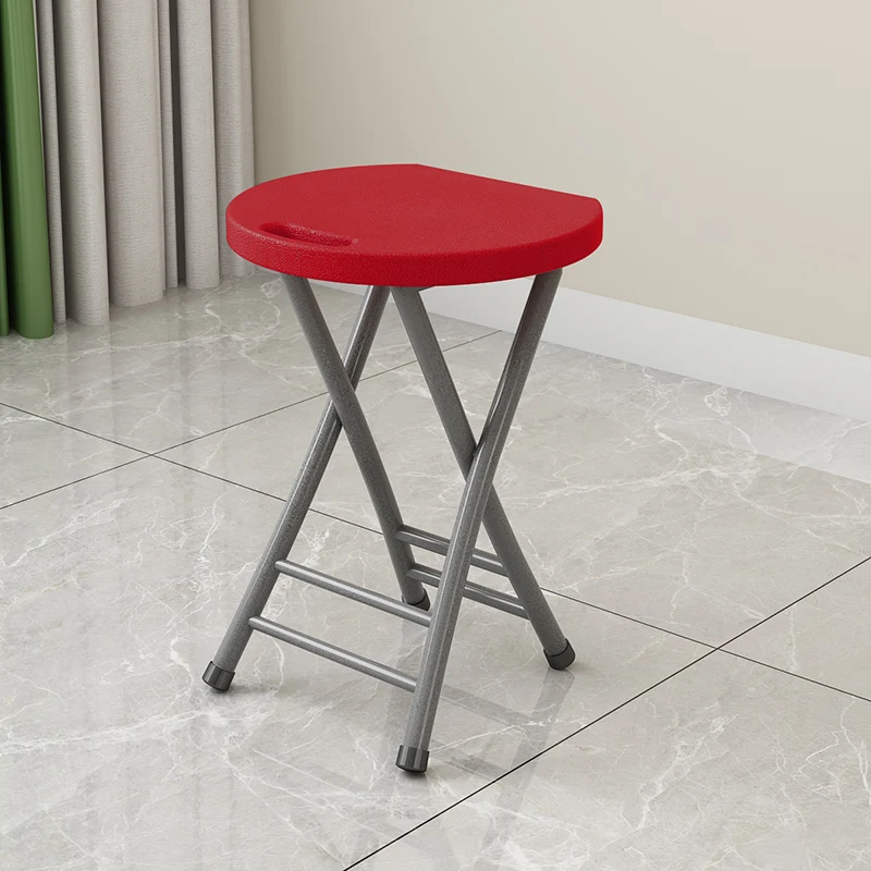 Modern Minimalist PP Plastic Iron Round X-Shaped Folding Chair For Living Room