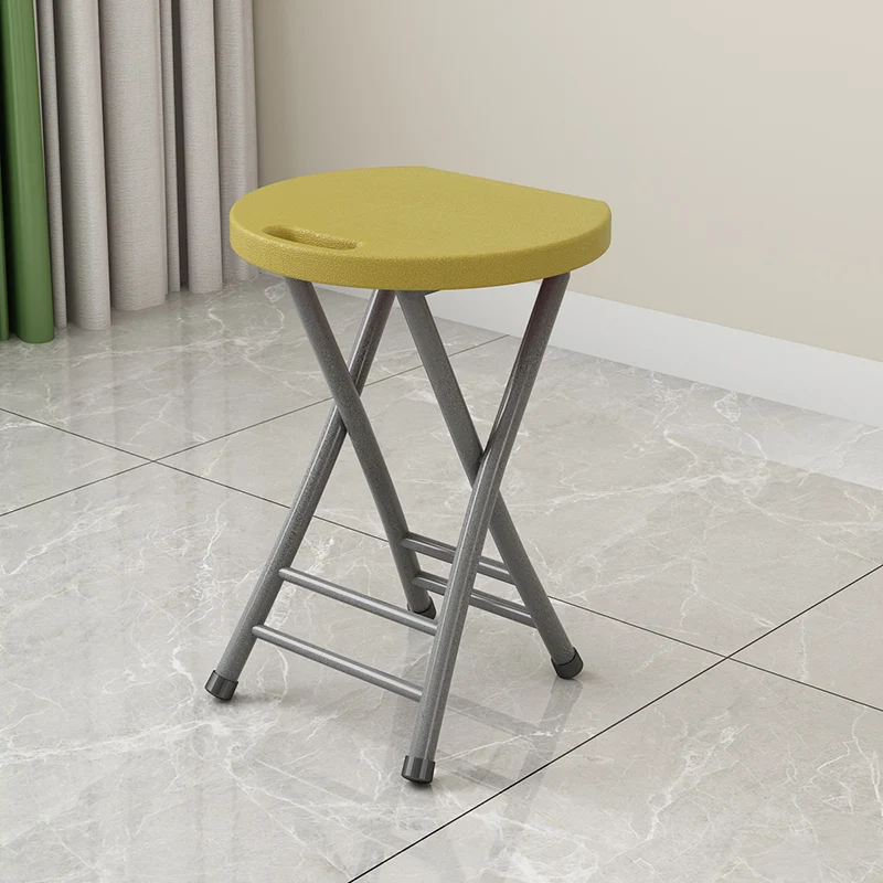 Modern Minimalist PP Plastic Iron Round X-Shaped Folding Chair For Living Room