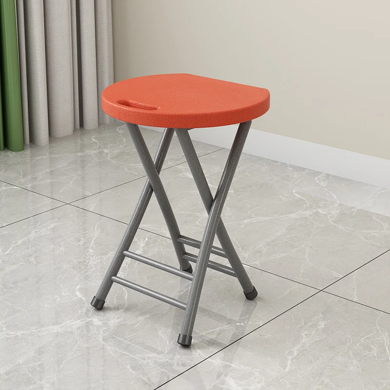 Modern Minimalist PP Plastic Iron Round X-Shaped Folding Chair For Living Room