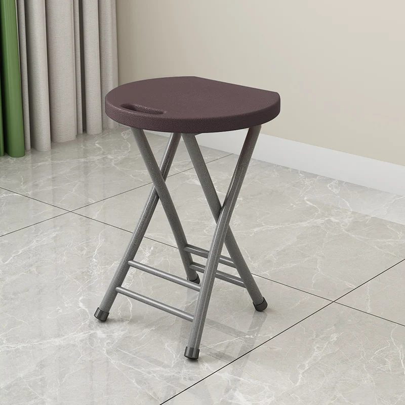 Modern Minimalist PP Plastic Iron Round X-Shaped Folding Chair For Living Room