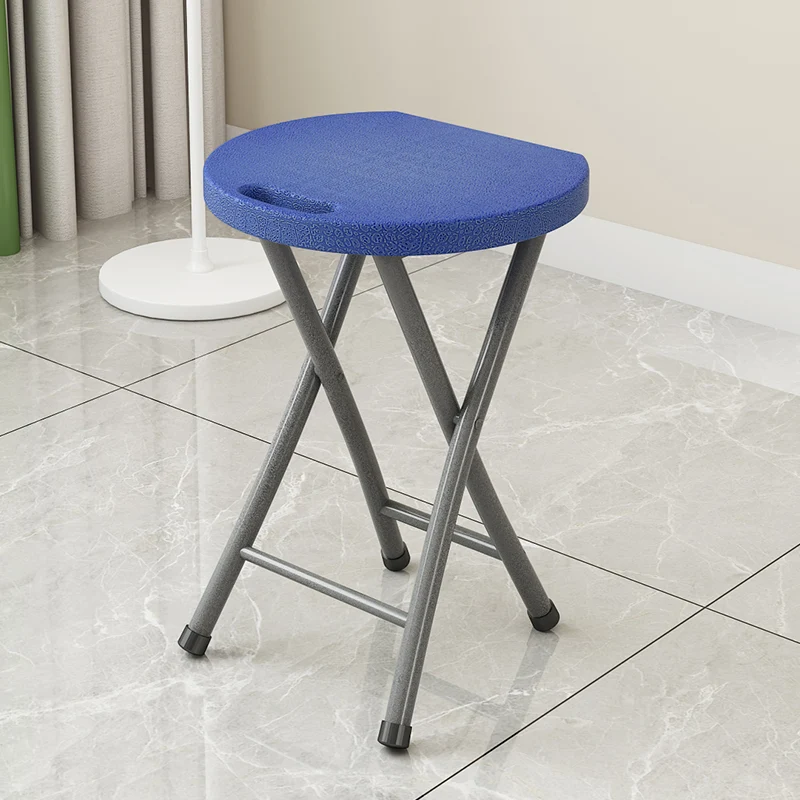 Modern Minimalist PP Plastic Iron Round X-Shaped Folding Chair For Living Room