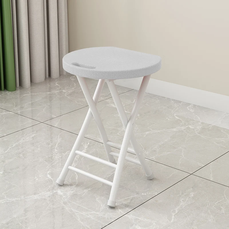 Modern Minimalist PP Plastic Iron Round X-Shaped Folding Chair For Living Room