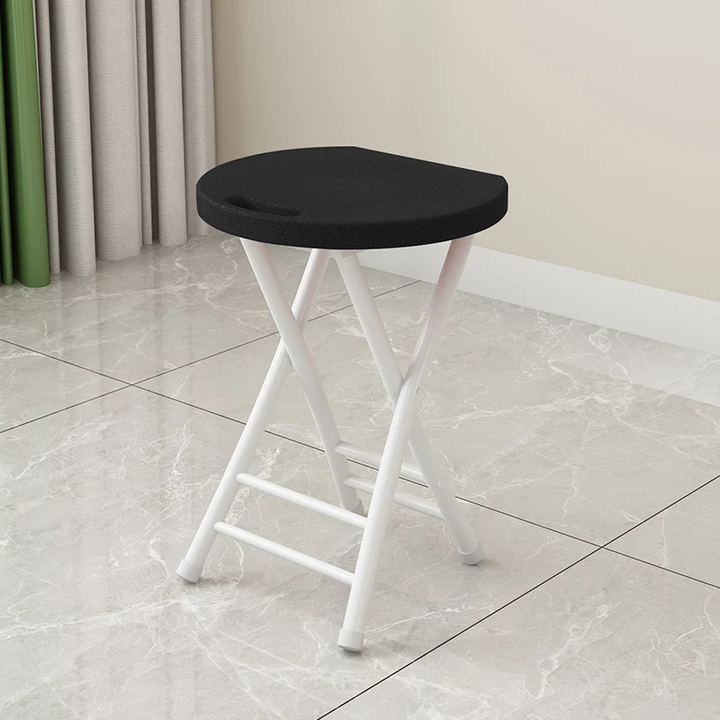 Modern Minimalist PP Plastic Iron Round X-Shaped Folding Chair For Living Room