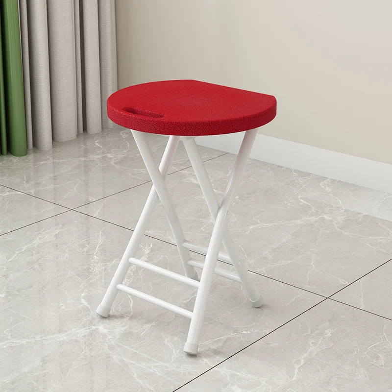 Modern Minimalist PP Plastic Iron Round X-Shaped Folding Chair For Living Room