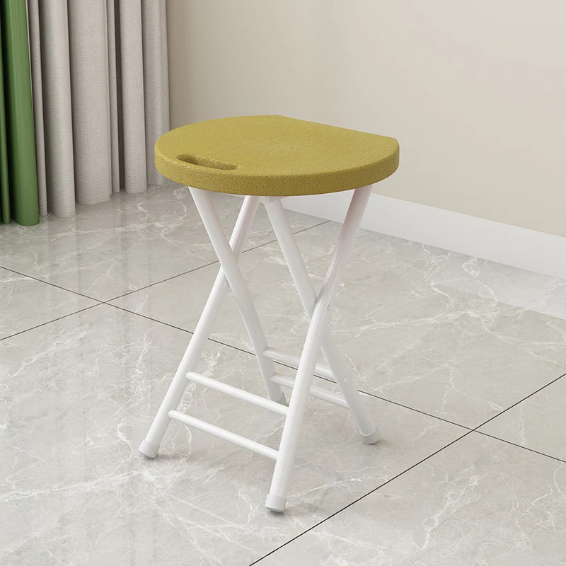 Modern Minimalist PP Plastic Iron Round X-Shaped Folding Chair For Living Room
