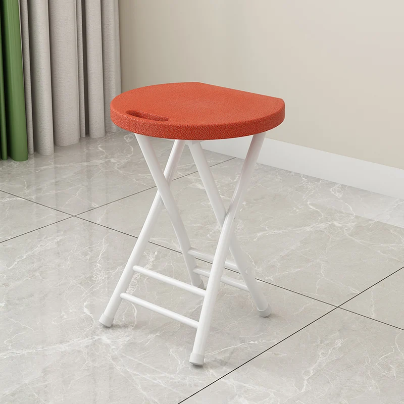 Modern Minimalist PP Plastic Iron Round X-Shaped Folding Chair For Living Room