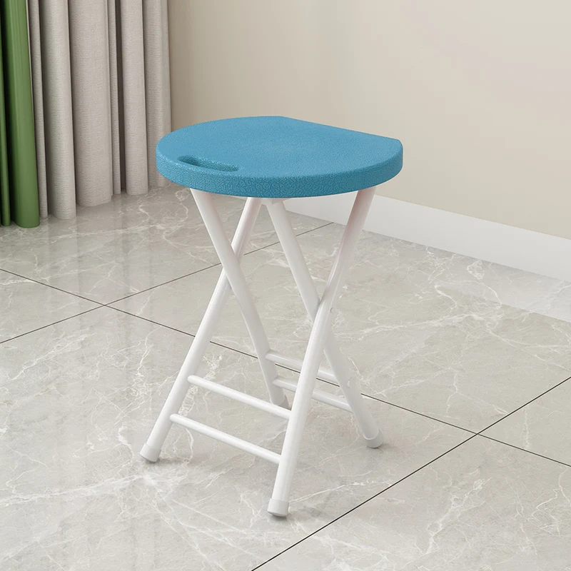 Modern Minimalist PP Plastic Iron Round X-Shaped Folding Chair For Living Room