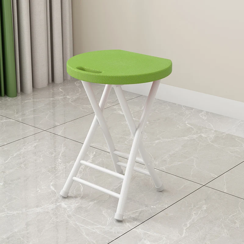 Modern Minimalist PP Plastic Iron Round X-Shaped Folding Chair For Living Room