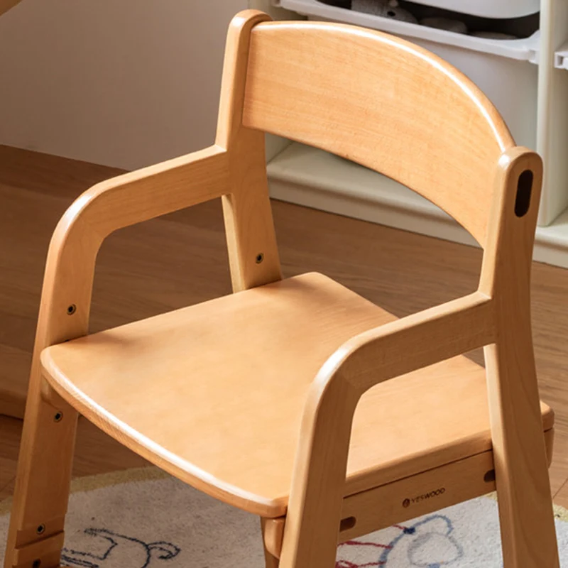 Modern Minimalist Trapezoid Beech Wood Faux Leather Sponge Adjustable Kids Lounge Chair Backrest Armrests For Living Room