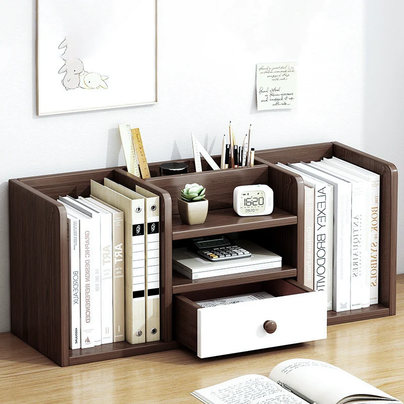 Modern Minimalist MDF Rectangular Desktop Storage Shelf With 1 Drawer For Living Room
