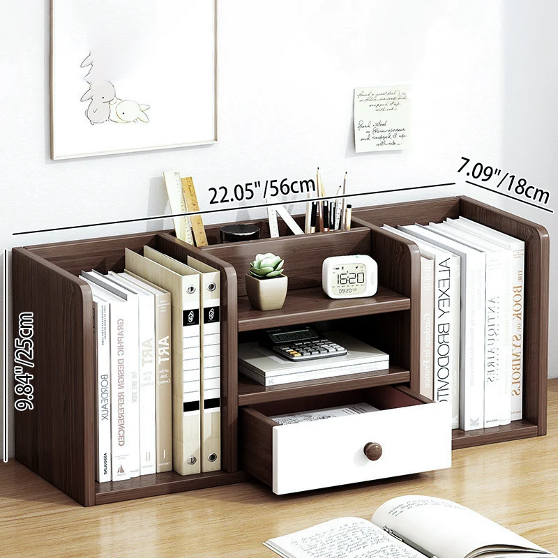 Modern Minimalist MDF Rectangular Desktop Storage Shelf With 1 Drawer For Living Room