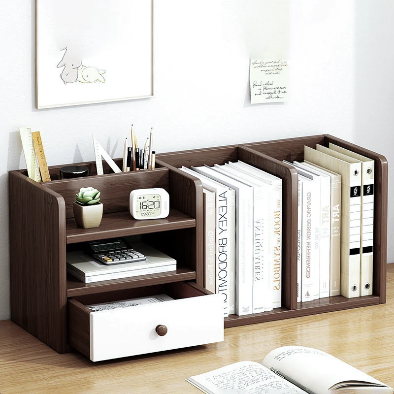 Modern Minimalist MDF Rectangular Desktop Storage Shelf With 1 Drawer For Living Room