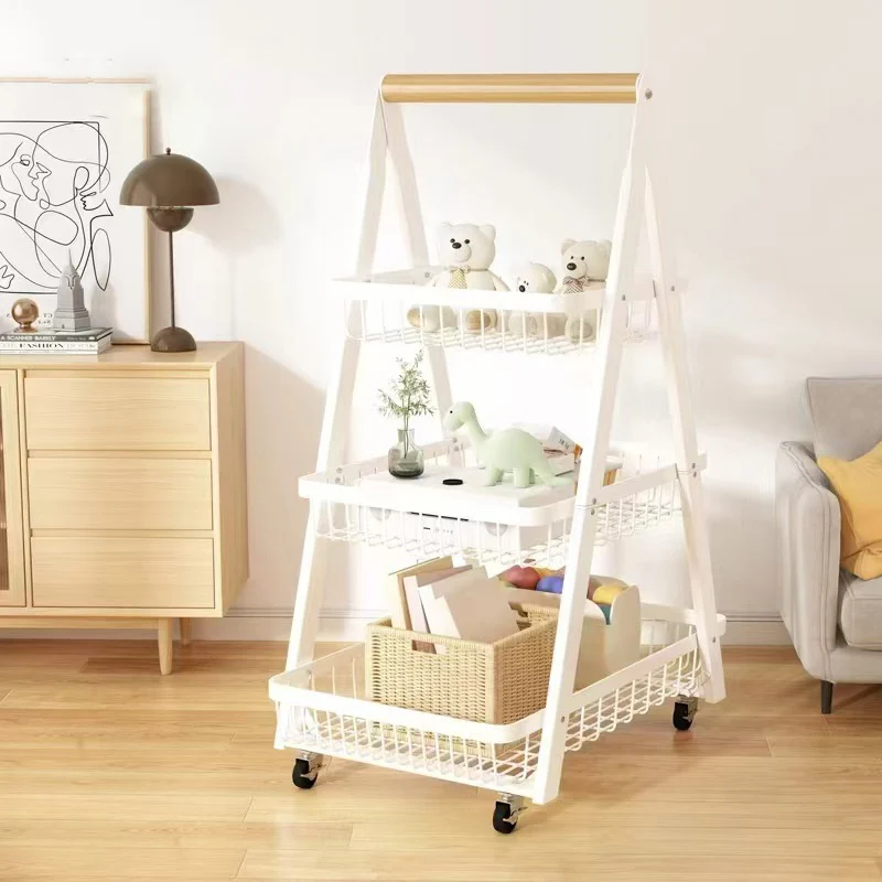Modern Minimalist Iron A-Frame Square Storage Shelf 3-Tier For Living Room