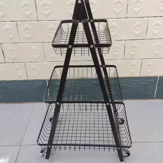 Modern Minimalist Iron A-Frame Square Storage Shelf 3-Tier For Living Room