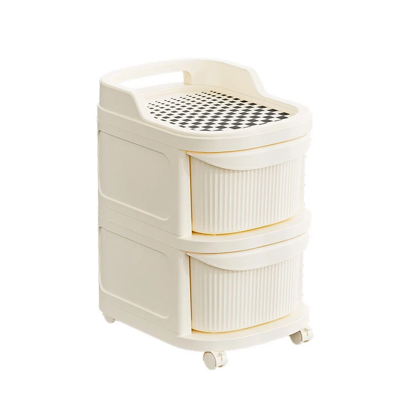 Modern Minimalist Plastic Rounded Square Mobile Storage Shelf 2/3/4/5 Drawers For Living Room