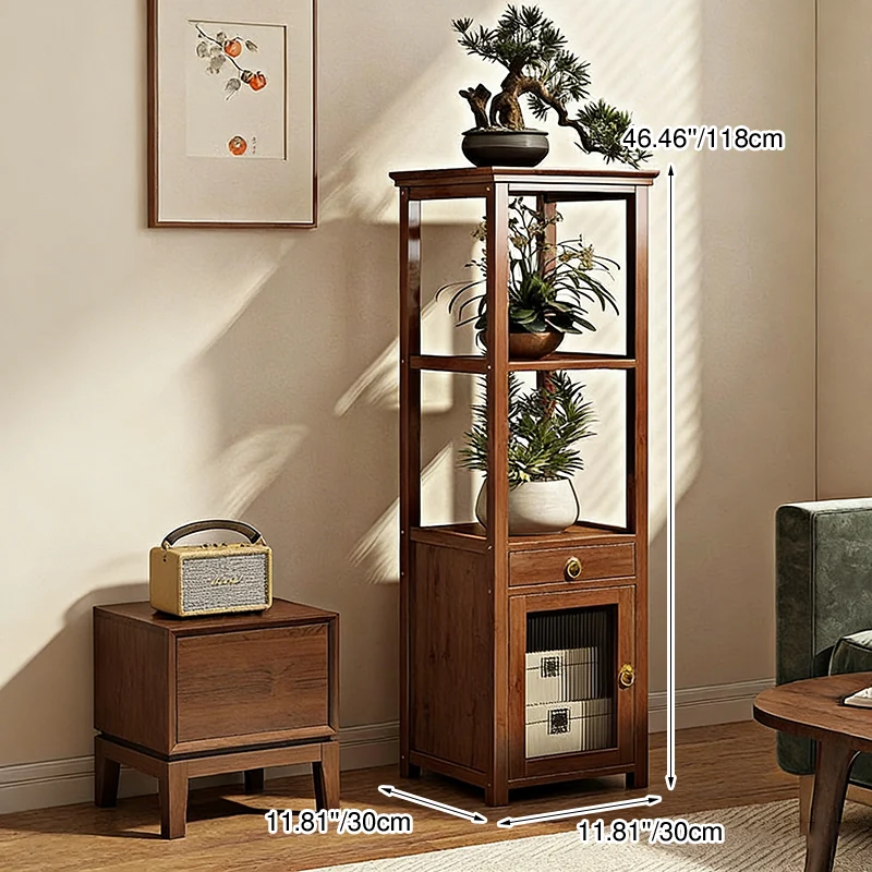 Traditional Chinese Square Nan Bamboo Iron Acrylic Display Rack 1/2/3/4-Tier For Living Room