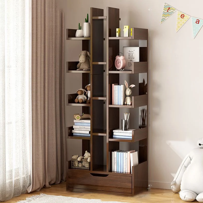 Traditional Vintage Engineered Wood Rectangular Right-Angle Storage Shelf 15 Tier For Living Room
