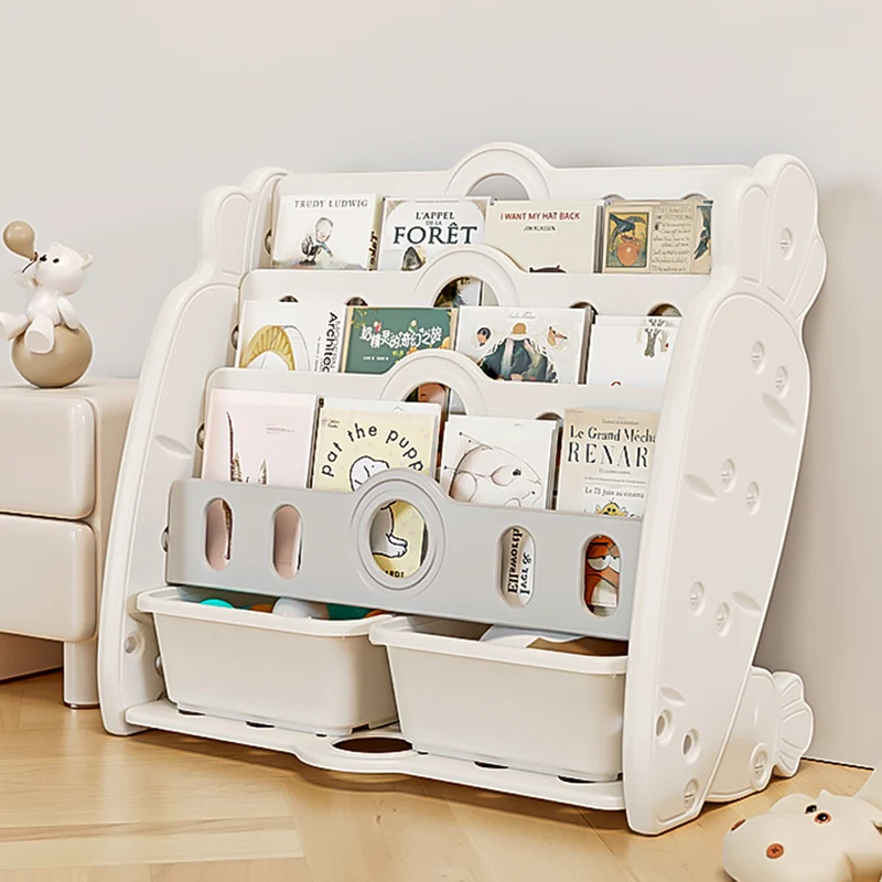 Contemporary Creative Rectangular Carrot-Shaped HDPE Kids Desktop Bookshelf 4/5-Tier For Bedroom & Study