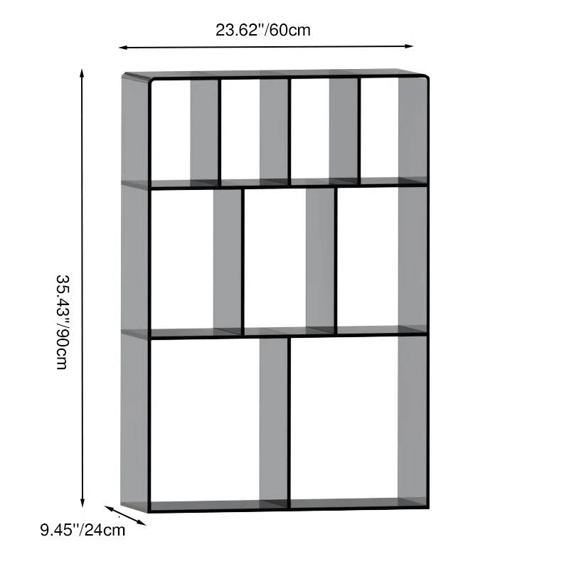 Modern Minimalist Acrylic Rectangular Storage Bookshelf 3-Tier For Home Office