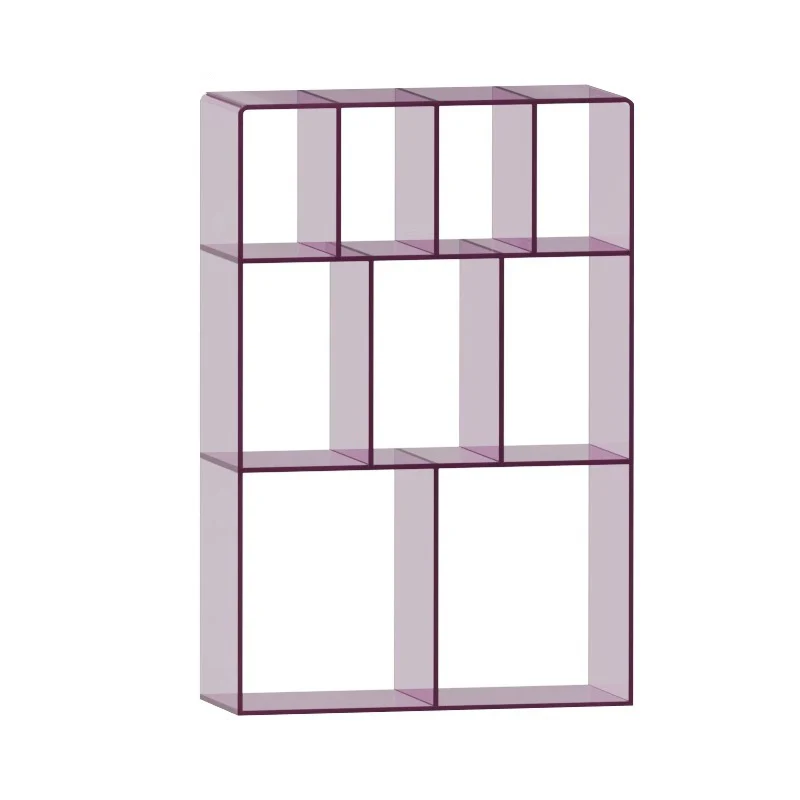 Modern Minimalist Acrylic Rectangular Storage Bookshelf 3-Tier For Home Office