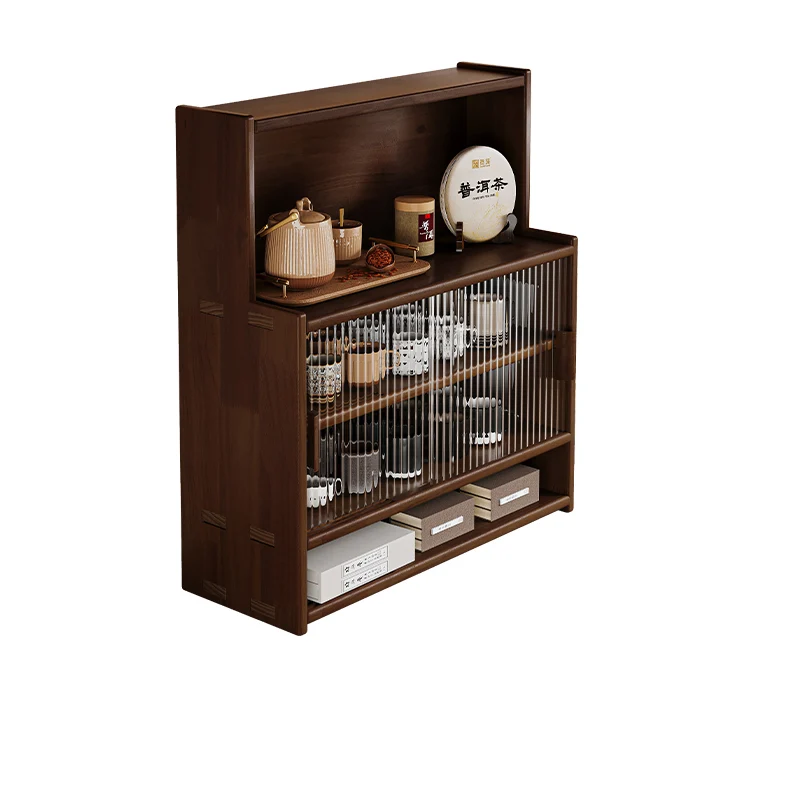 Traditional Vintage Pine Wood MDF Glass Rounded Rectangular Storage Shelf 3/4 Tier For Bedroom