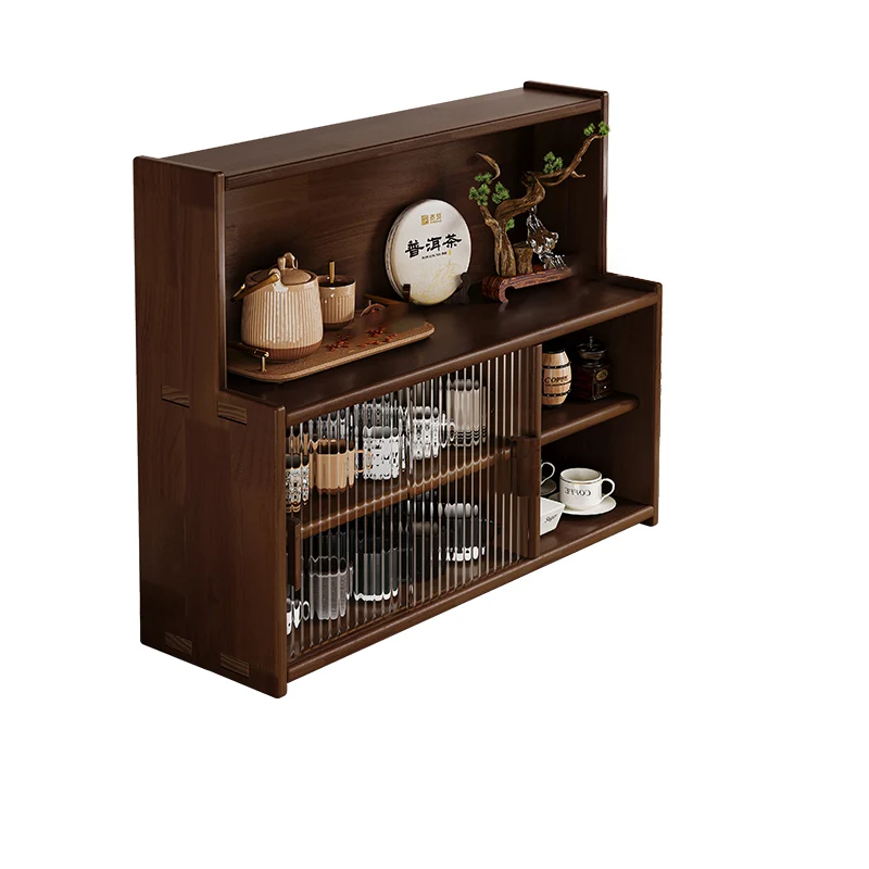 Traditional Vintage Pine Wood MDF Glass Rounded Rectangular Storage Shelf 3/4 Tier For Bedroom