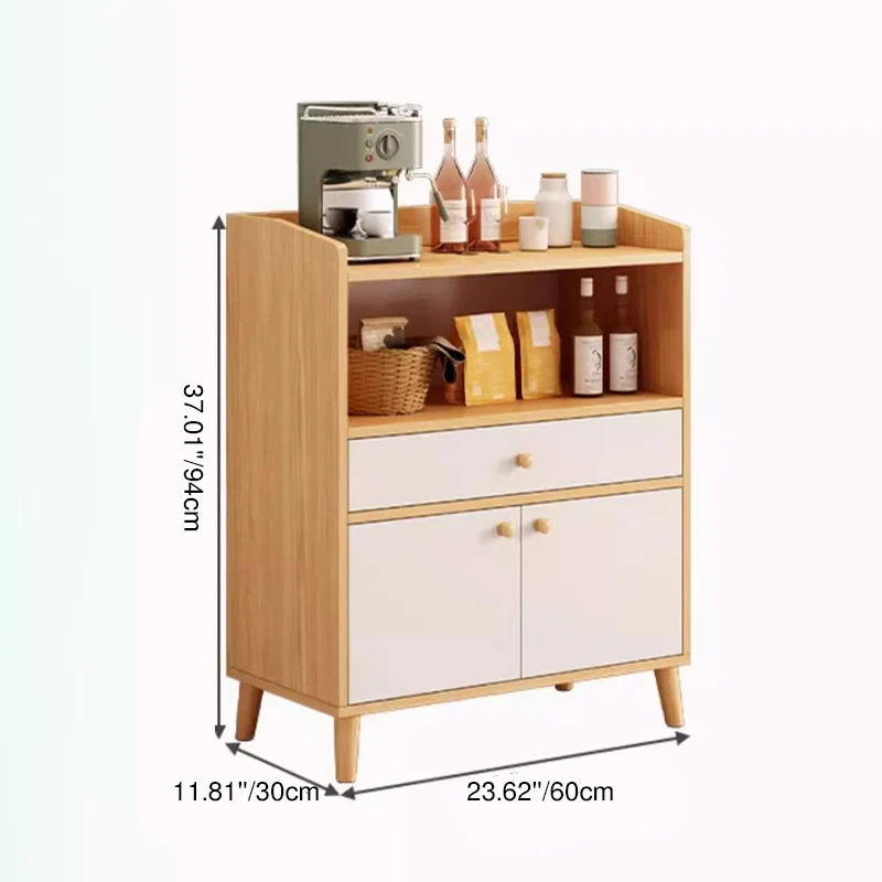 Contemporary Scandinavian Eco-Friendly Engineered Board Cylindrical Rectangular Storage Cabinet 2-Tiers For Living Room