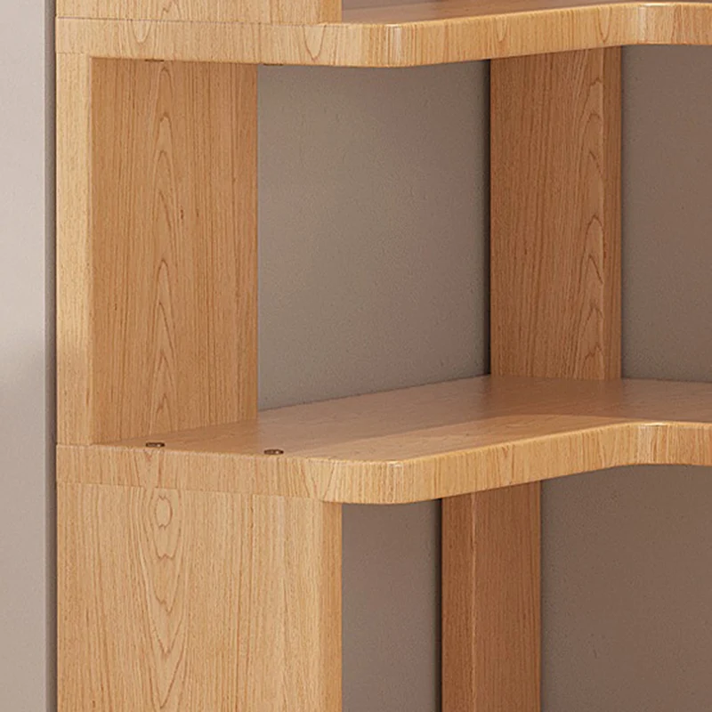 Modern Minimalist L-shaped Solid Wood Plywood Corner Shelf Unit 3/4/5-Tier For Living Room