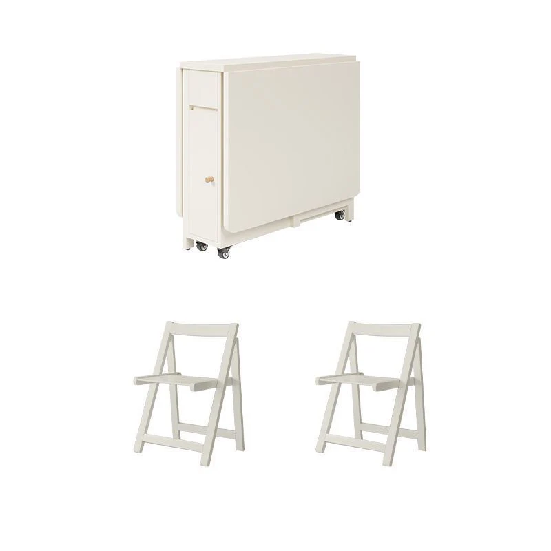 Contemporary Scandinavian Rectangular Rubberwood Medium-Density Fiberboard Foldable Desk & Chair Set 1-Drawer For Living Room & Dining Room