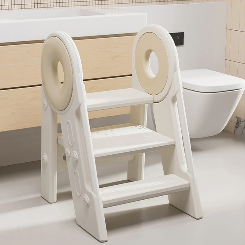 Contemporary Scandinavian Rectangular HDPE Foldable Kids Stool 3-Step For Bedroom & Living Room