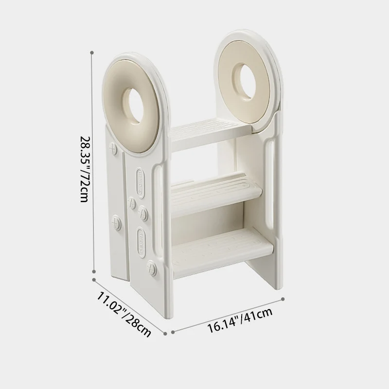 Contemporary Scandinavian Rectangular HDPE Foldable Kids Stool 3-Step For Bedroom & Living Room