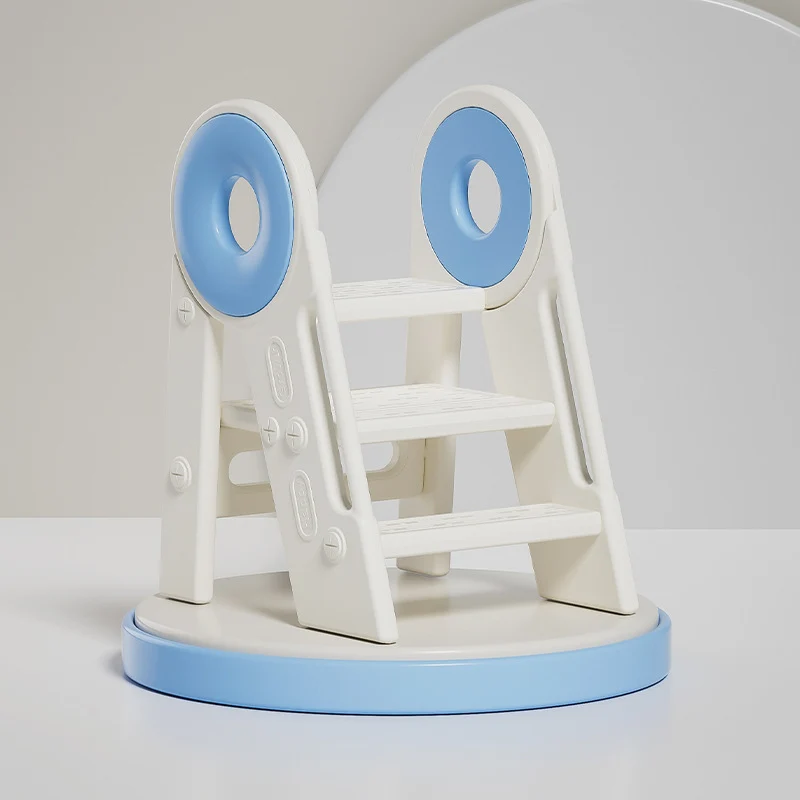 Contemporary Scandinavian Rectangular HDPE Foldable Kids Stool 3-Step For Bedroom & Living Room