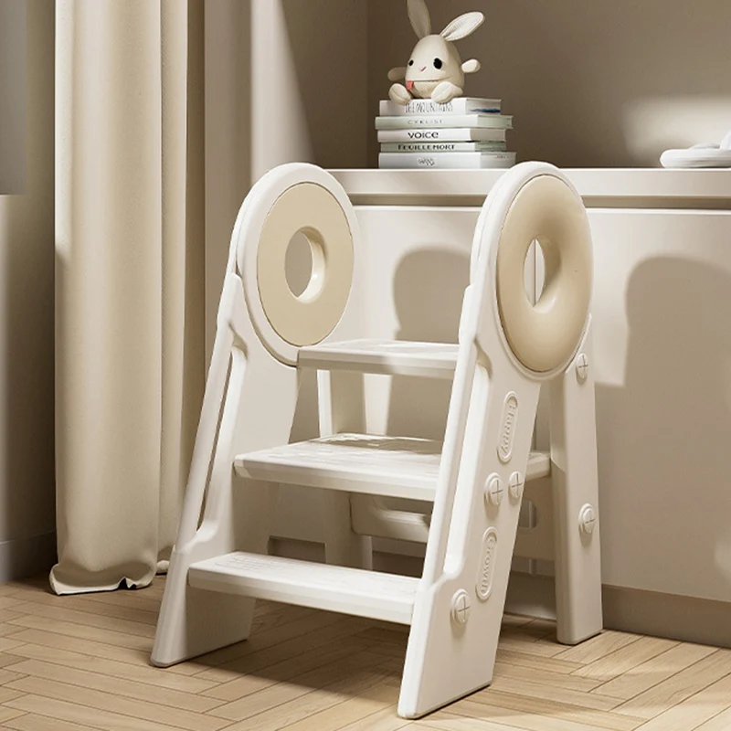 Contemporary Scandinavian Rectangular HDPE Foldable Kids Stool 3-Step For Bedroom & Living Room