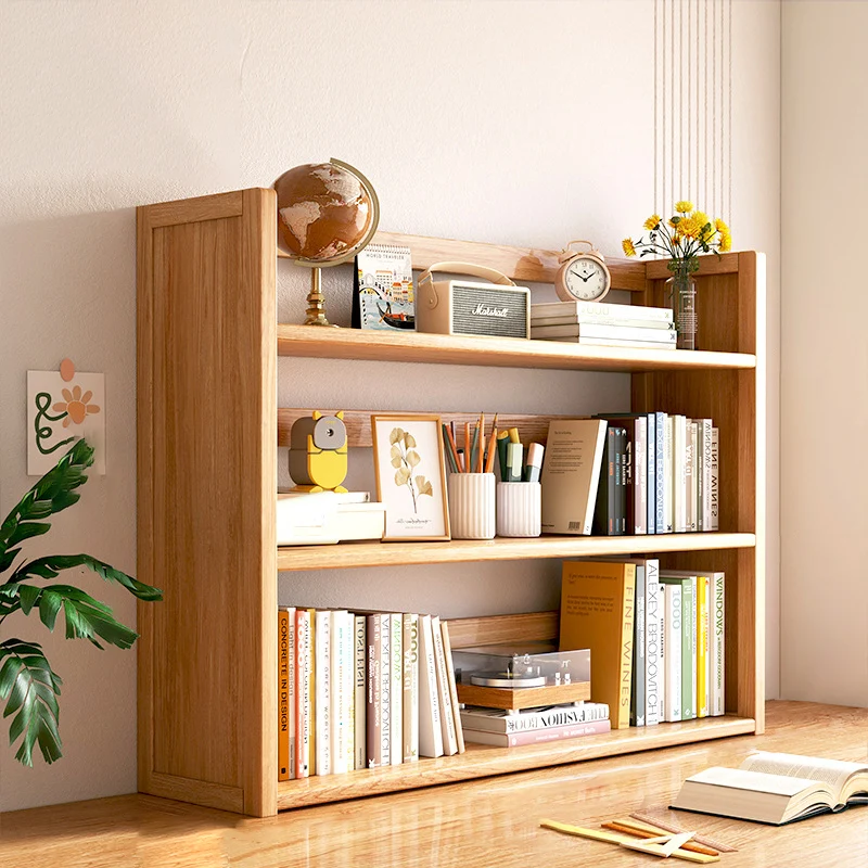 Contemporary Scandinavian Rectangular Nan Bamboo Medium-Density Fiberboard Storage Bookshelf 2/3-Tier 1-Drawer For Bedroom & Study