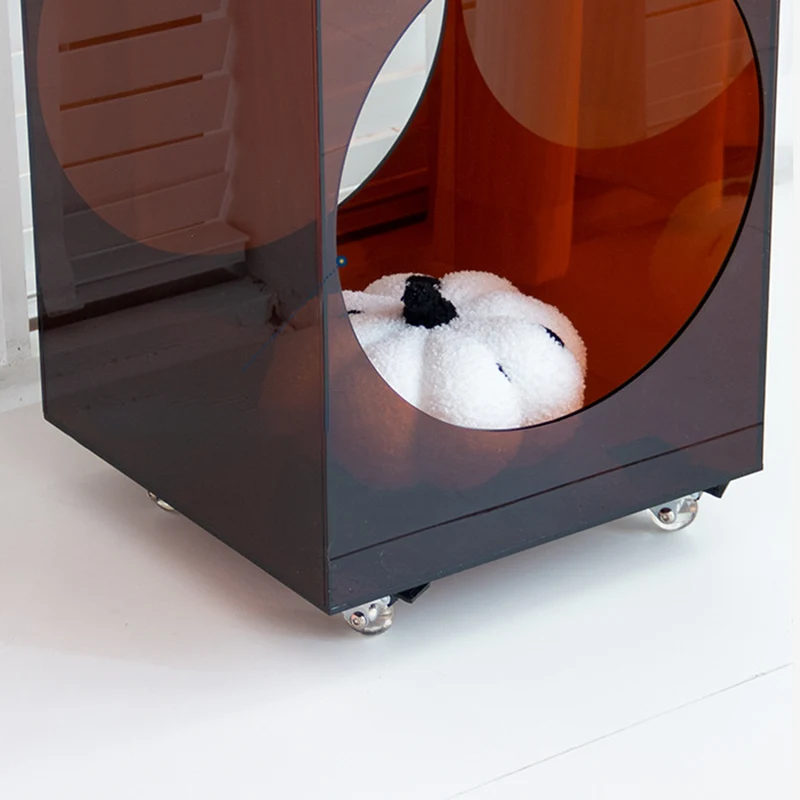 Modern Minimalist Rectangular Acrylic Storage Cabinet 2-Tier Movable For Living Room