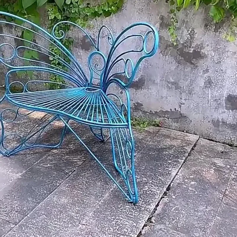 Modern Minimalist Butterfly-Shaped Iron Lounge Chair Backrest For Garden