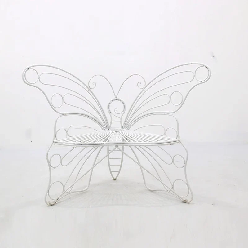 Modern Minimalist Butterfly-Shaped Iron Lounge Chair Backrest For Garden
