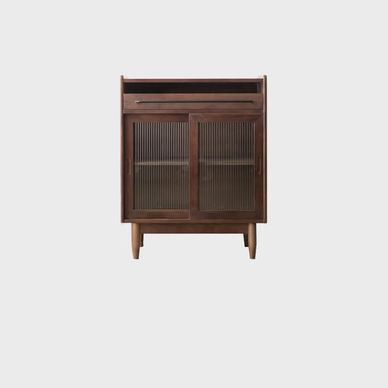 Contemporary Retro Rectangular Pine Wood Plywood Glass Storage Cabinet 1-Drawer For Living Room