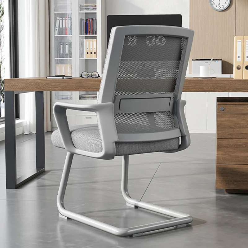Modern Minimalist Rectangular Bow-Shaped Mesh Fabric Microfiber Leather Solid Wood PP Steel Desk Chair Backrest Armrest For Home Office