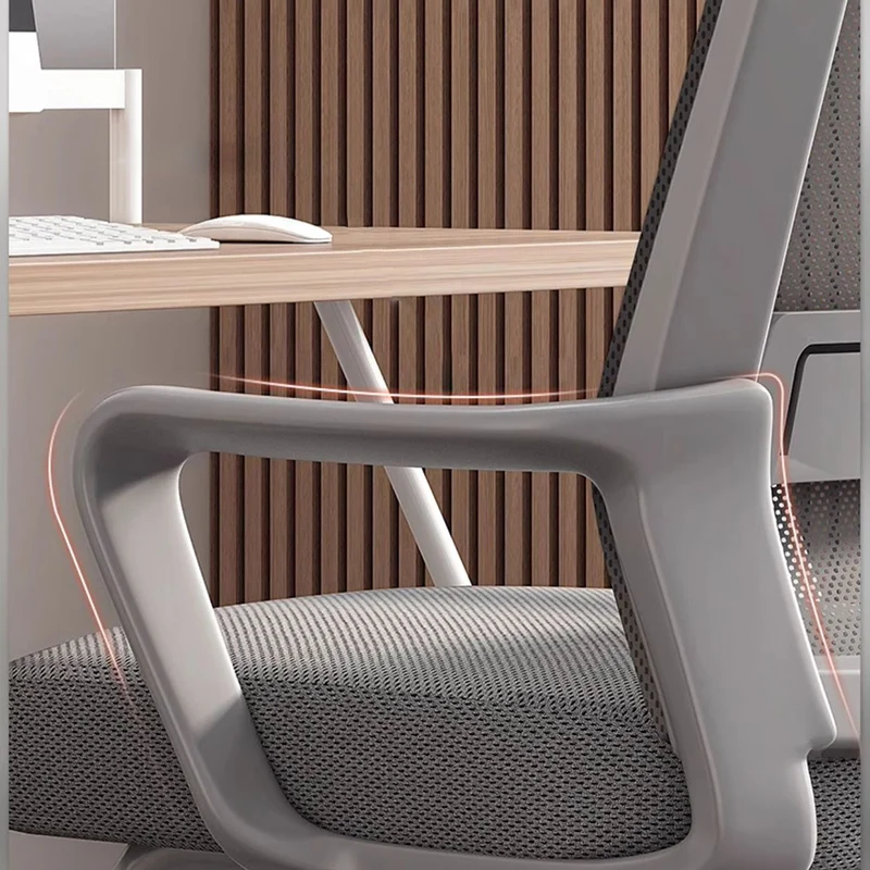 Modern Minimalist Rectangular Bow-Shaped Mesh Fabric Microfiber Leather Solid Wood PP Steel Desk Chair Backrest Armrest For Home Office