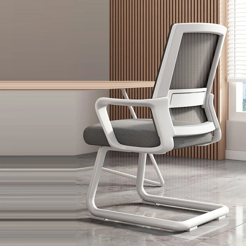 Modern Minimalist Rectangular Bow-Shaped Mesh Fabric Microfiber Leather Solid Wood PP Steel Desk Chair Backrest Armrest For Home Office