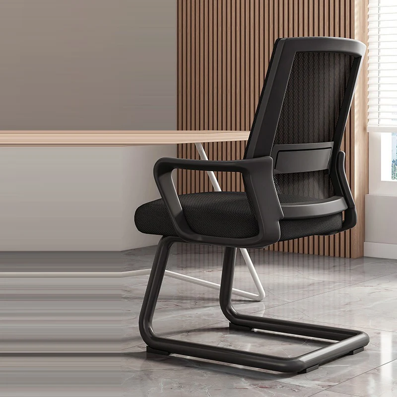 Modern Minimalist Rectangular Bow-Shaped Mesh Fabric Microfiber Leather Solid Wood PP Steel Desk Chair Backrest Armrest For Home Office