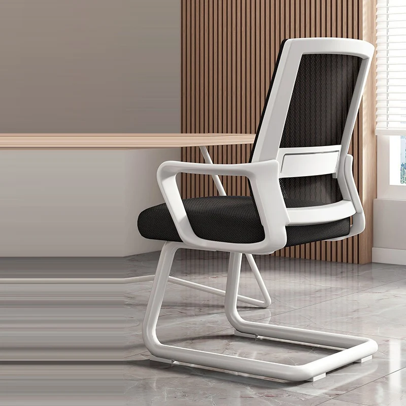 Modern Minimalist Rectangular Bow-Shaped Mesh Fabric Microfiber Leather Solid Wood PP Steel Desk Chair Backrest Armrest For Home Office