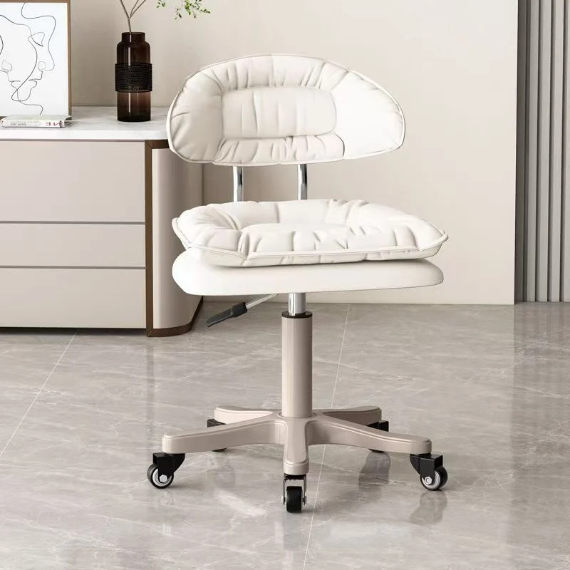 Modern Minimalist Square PU Leather Iron 360°Swivel Movable Height Adjustable Desk Chair Backrest Armless For Home Office